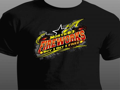 north 83 fireworks t-shirt front